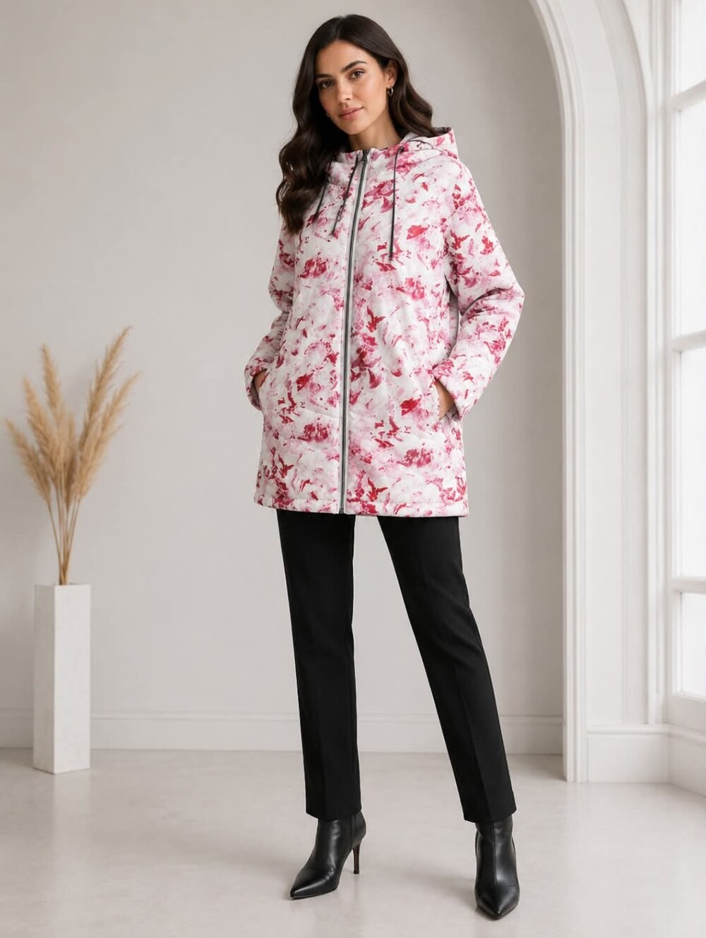 Stylish Pink Patterned Women's  Jacket